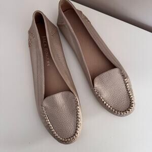 Jack Rogers Women's Mllie Moccasins Platinum Leather Loafers Size 9.5